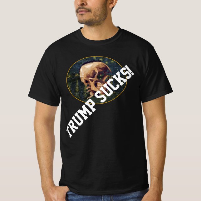 Camiseta Caveira de Trump Van Gogh com cenário de Arles (Frente)