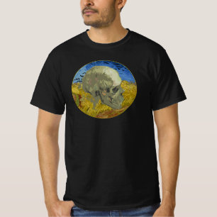 Camiseta Caveira de Van Gogh com Corvos no Campo de Trigo