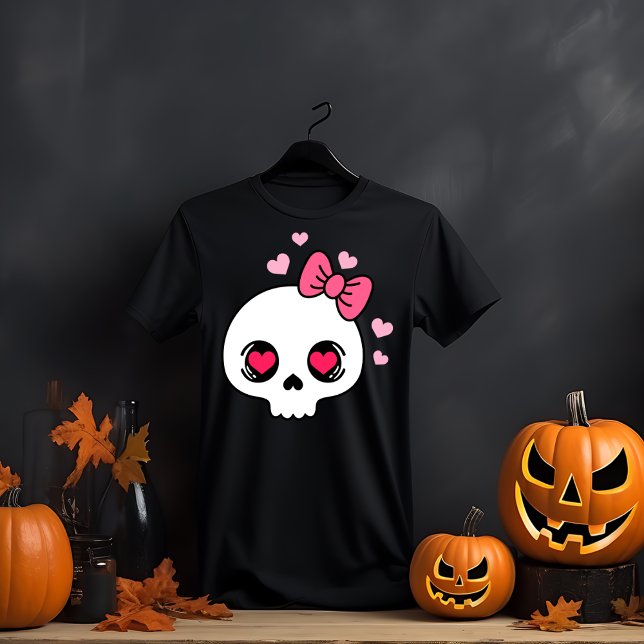 Camiseta Caveira do Arco Rosa Adorável (Criador carregado)