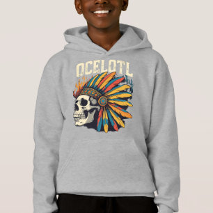 Camiseta Caveira do Guerreiro Asteca com Cabeças de Penas C
