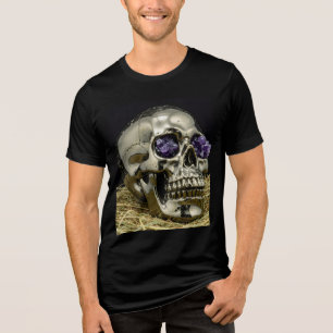 Camiseta Caveira do ouro com olhos de Ametist