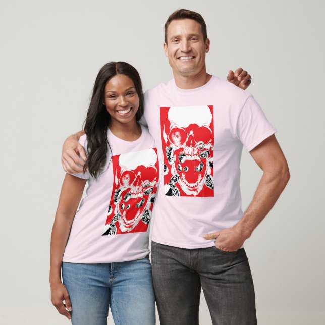 Camiseta Caveira e anéis - Vermelho (Unissex)