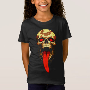 Camiseta Caveira e Corrente – Língua Vermelha Gótica Ousada