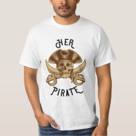 Camiseta Caveira e Espada Pirata Vintage Cruzada Branca