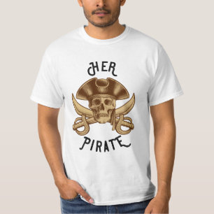 Camiseta Caveira e Espada Pirata Vintage Cruzada Branca