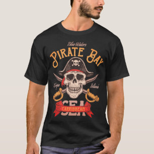 Camiseta Caveira e Ossos Cruzados do Pirate Bay Mar do Cari