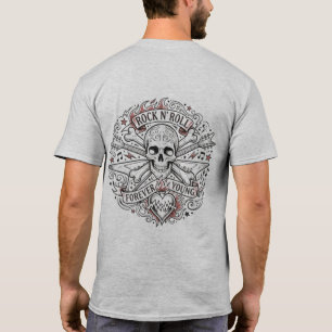 Camiseta Caveira e Ossos Cruzados Rocker Vintage