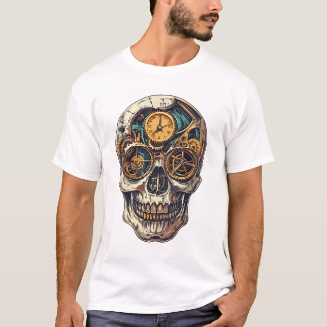 Camiseta Caveira e Relógio Guardião do Tempo (Frente)