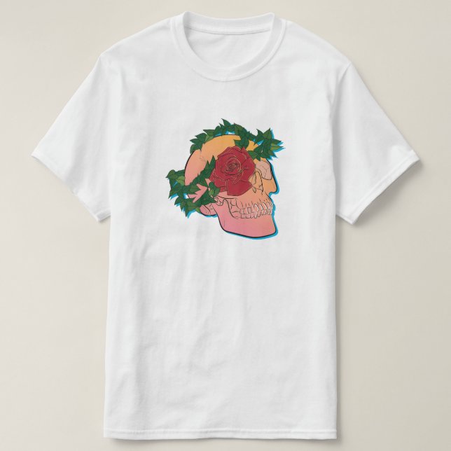 Camiseta Caveira e Rosa (Frente do Design)