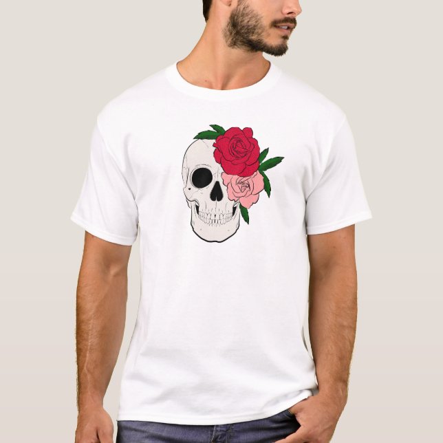 Camiseta Caveira e Rosas (Frente)