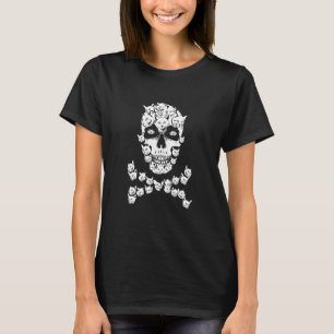 Camiseta Caveira Feita De Gatos De Fecho De Halloween Gato
