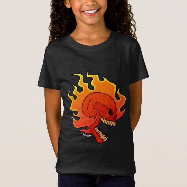 Camiseta Caveira Flamejante (Frente)