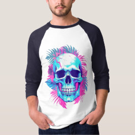 Camiseta Caveira Floral em Estilo Vaporwave
