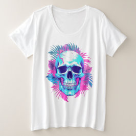 Camiseta Caveira Floral em Estilo Vaporwave