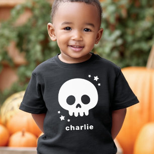 Camiseta Caveira fofa com estrelas e nome para crianças no