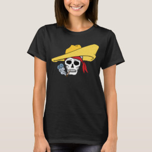 Camiseta Caveira Fumante de Halloween com Bandana Cartoon