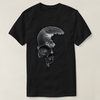 Camiseta Caveira Gótica Meio Rosto Punk Retrô
