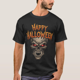 Camiseta Caveira mau com olhos brilhantes no Dia das Bruxas
