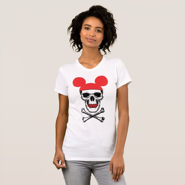 Camiseta Caveira no chapéu com mouse-ouvido com X-Bone (Frente Completa)