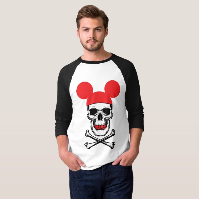 Camiseta Caveira no chapéu com mouse-ouvido com X-Bone (Frente Completa)