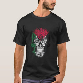 Camiseta Caveira Palestina E Bandeira De Rosas