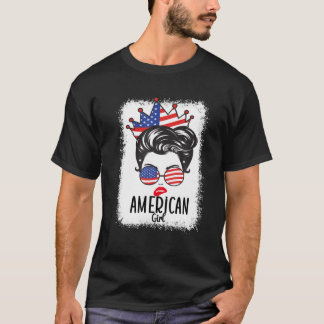 Camiseta Caveira Patriótica Toda Menina Americana Mensageir