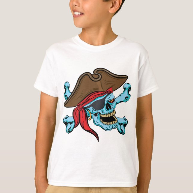 Camiseta Caveira Pirata e Crossbones-01 (Frente)