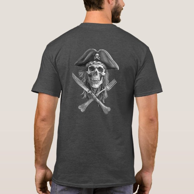 Camiseta Caveira Pirata em Preto e Branco para Buffanees (Verso)