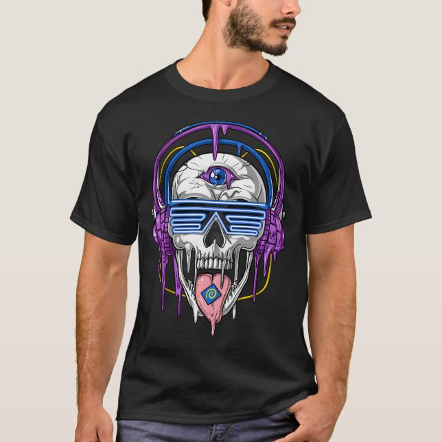 Camiseta Caveira Psicodélica Psytrance (Frente)