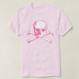Camiseta Caveira Rosa E Ossos Cruzados