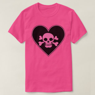 Camiseta Caveira Rosa no Coração