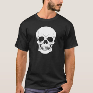 Camiseta Caveira Simples Silhueta Cabeça Branca Halloween