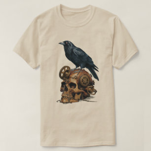 Camiseta Caveira Steampunk e Raven