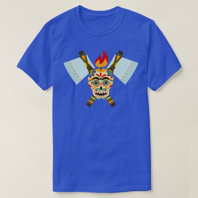 Camiseta Caveira Tribal Dual Ax 2 (Frente do Design)