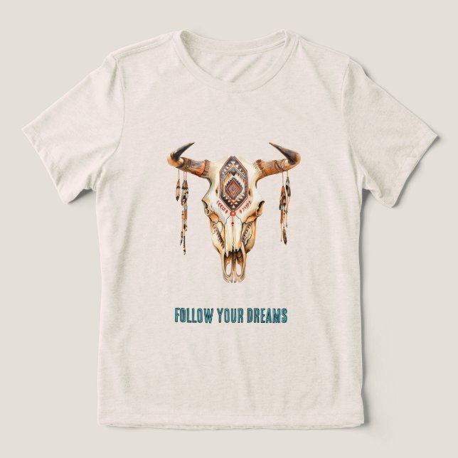 Camiseta Caveira Tribal Nativa (Design frontal)