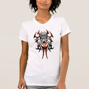 Camiseta Caveira tribal vermelha e preta