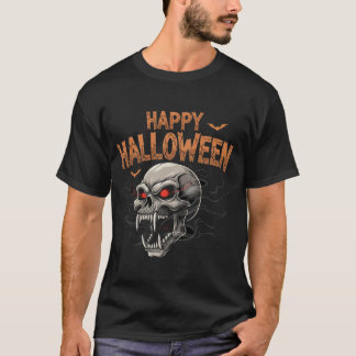 Camiseta Caveira Viciosa com Olhos Vermelhos no Halloween
