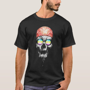 Camiseta Caveira Vintage Com Óculos de Sol Praia