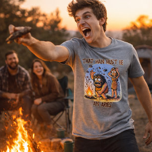 Camiseta Caveman Aries   Engraçado Zodiac Cartoon Art