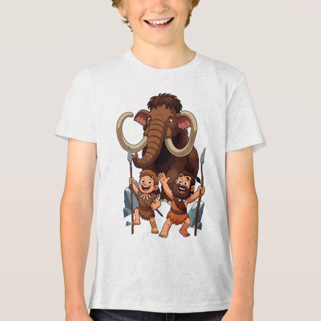 Camiseta Caveman Dad and Son Mammoth Hunt (Frente)