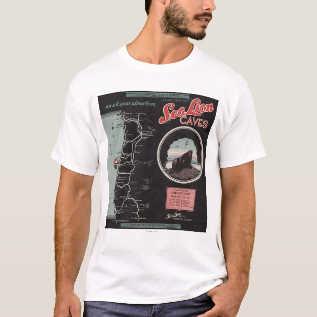 Camiseta Cavernas do leão de mar, Florença, Oregon (Frente)