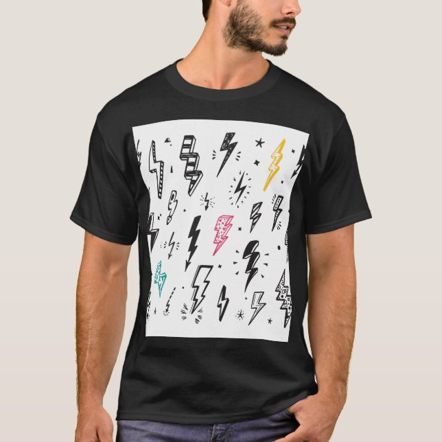 Camiseta Cavilhas de relâmpago, conjunto de rabiscos desenh (Frente)