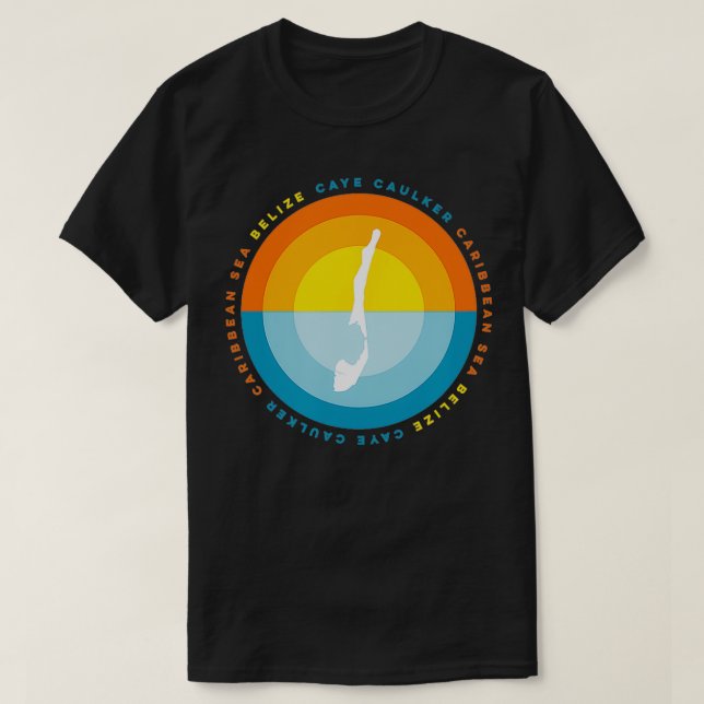 Camiseta Caye Caulker Belize Gráfico Sunset T (Frente do Design)