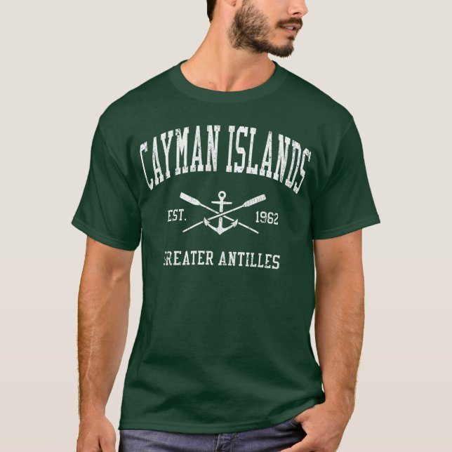 Camiseta Cayman Islands Crossed Oars Boat Anchor Sports fam (Frente)