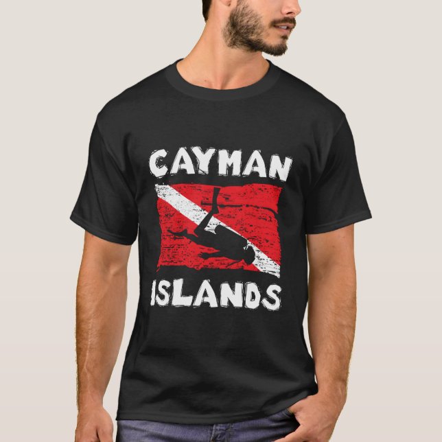Camiseta Cayman Islands Scuba Mergulhando Bandeiras Present (Frente)