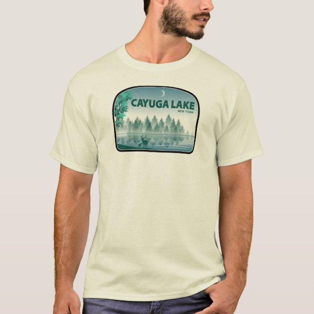 Camiseta Cayuga Lake New York Deer (Frente)