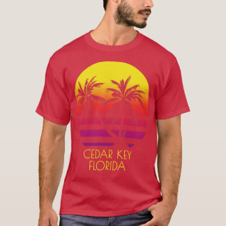 Camiseta Cedar Key Florida Vintage Tropical Sunset Palm Tre