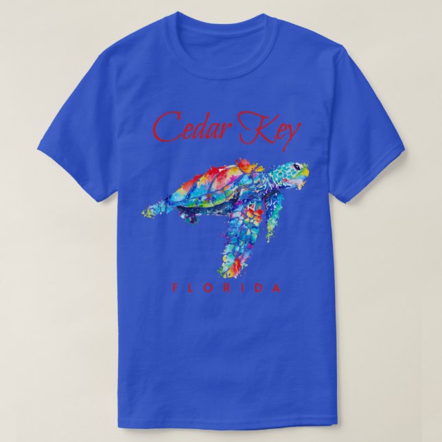 Camiseta Cedar Key Florida Watercolor Sea Turtle (Frente do Design)