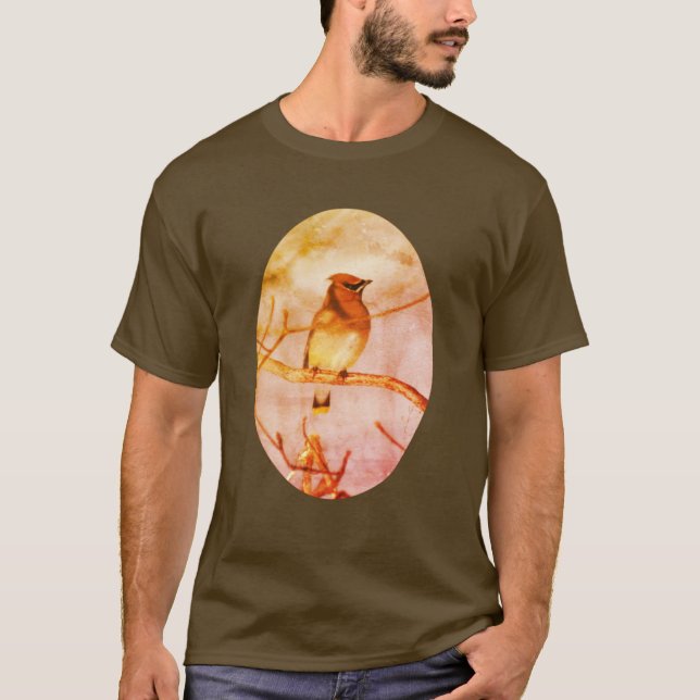 Camiseta Cedar Waxwing Bird Nature Art (Frente)