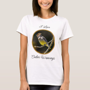 Camiseta Cedar Waxwing Songbird Original Foto de Pássaro Se